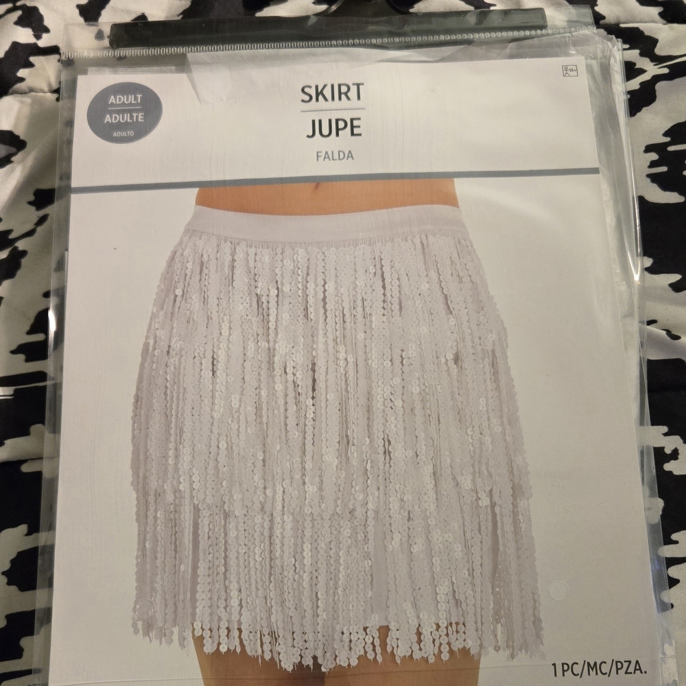 White Sequin Mini Skirt